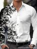 Stylish Long Sleeve Shirt with Ornate Pattern, Versatile