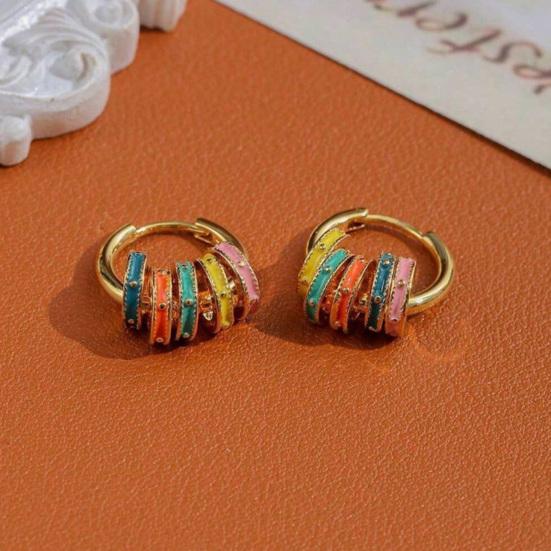 1 Paar Creolen für Damen, Kleine Kreis-Creolen mit Regenbogen-Emaille, Lebendige Farb-Ohrringe für den täglichen Gebrauch