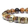 Gothic Skull Bracelet For Men 8mm Smooth Tiger Eyes Stone Strand Braslet Accessories Hombre Gifts For Him Vintage Jewelry Joias