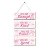 Pink Bow Inspirational Wall Decor Positive Affirmations Wall Art Wooden Hanging Plaque Sign for Teen Girls Room Nursery Bedroom Decor