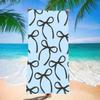 Black Bow Print Beach Towel Extra Large Quick Dry Sand Resistant Microfiber Light Blue Towel for Adults Vacation Pool Swim