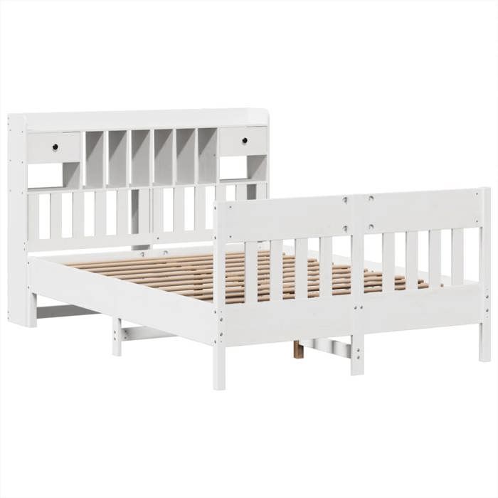VidaXL Cadre de lit sans matelas blanc 160x200 cm bois de pin massif, meuble de chambre à coucher, sommier, lit en bois, 3323255