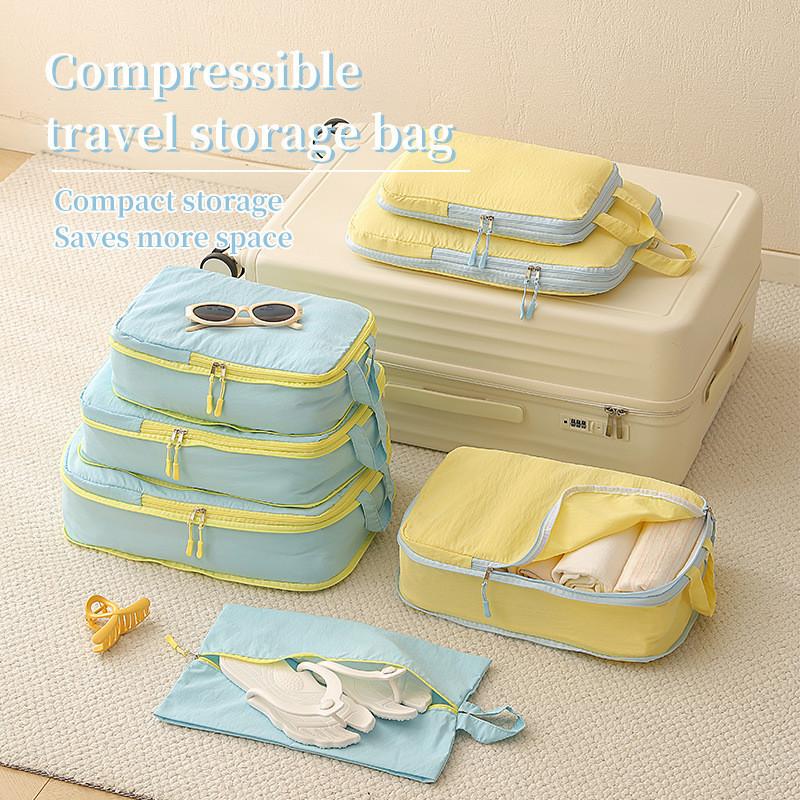 Travel Organizer Set With Waterproof Compression Bags For Luggage Packing Efficiency