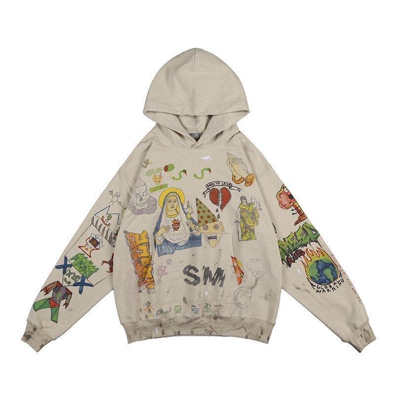 Spring and Autumn New Personality Painted Men's and Women's Hoodies Printed Graffiti Sweater
