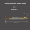 Cobalt-Coated Titanium Spiral Center Drill, Extended High-Speed Steel, Type A & B, Fully Ground Stainless Steel Locating Point