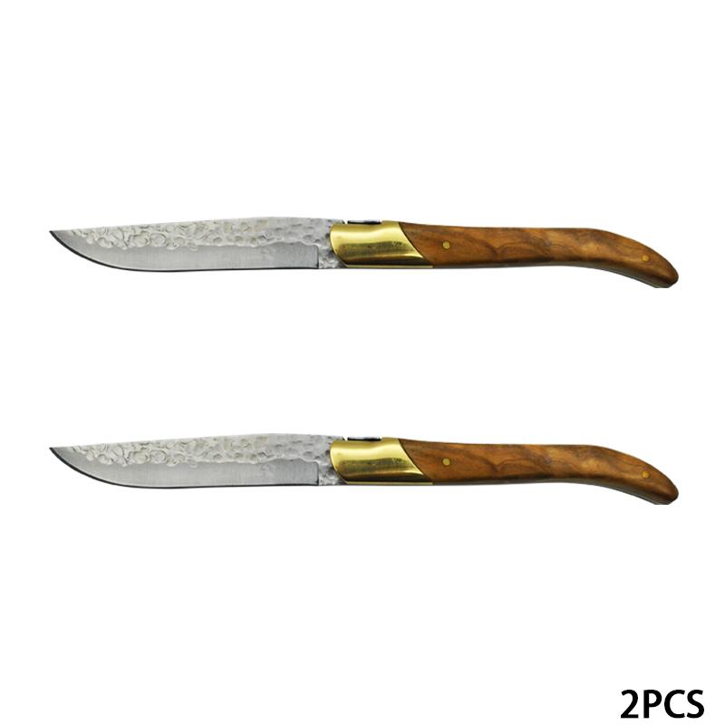 

Набор стейковых ножей Laguiole, ручка из оливкового дерева, японские столовые ножи, полированные лезвия и кованое лезвие, нержавеющая ресторанная посуда