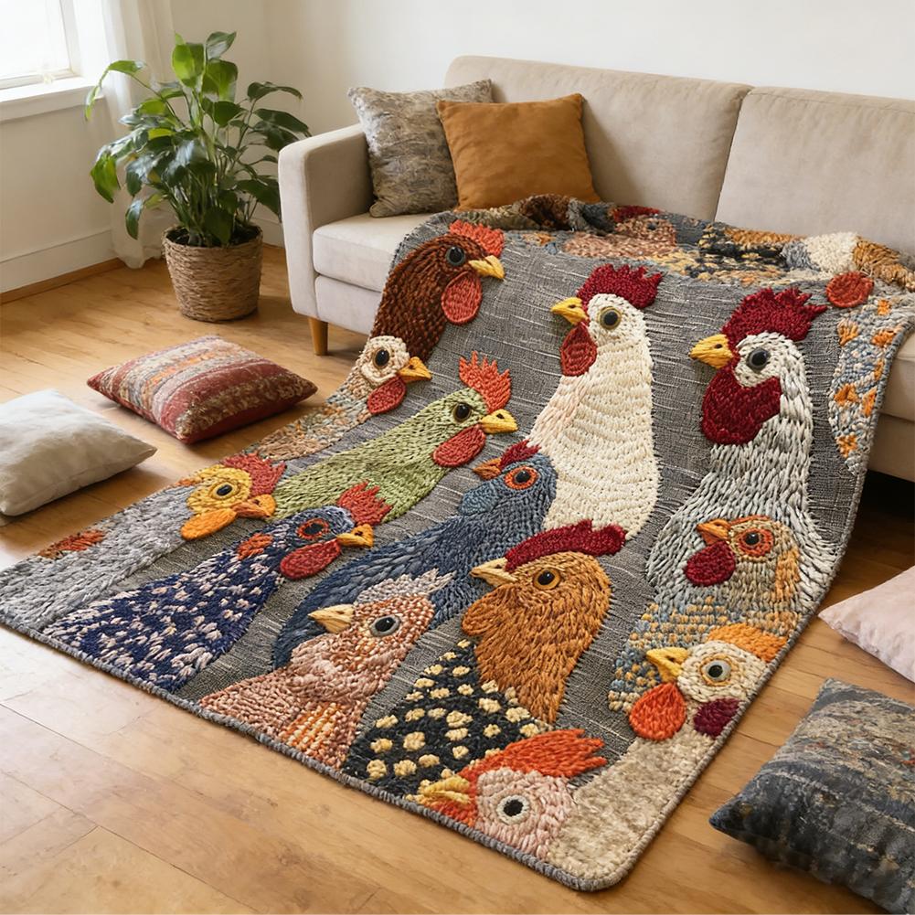 Vintage Rooster Fleece Blanket Soft Flannel Throw with Rooster All-Season Cozy Blanket Fun Chicken Head Pattern Plush Blanket