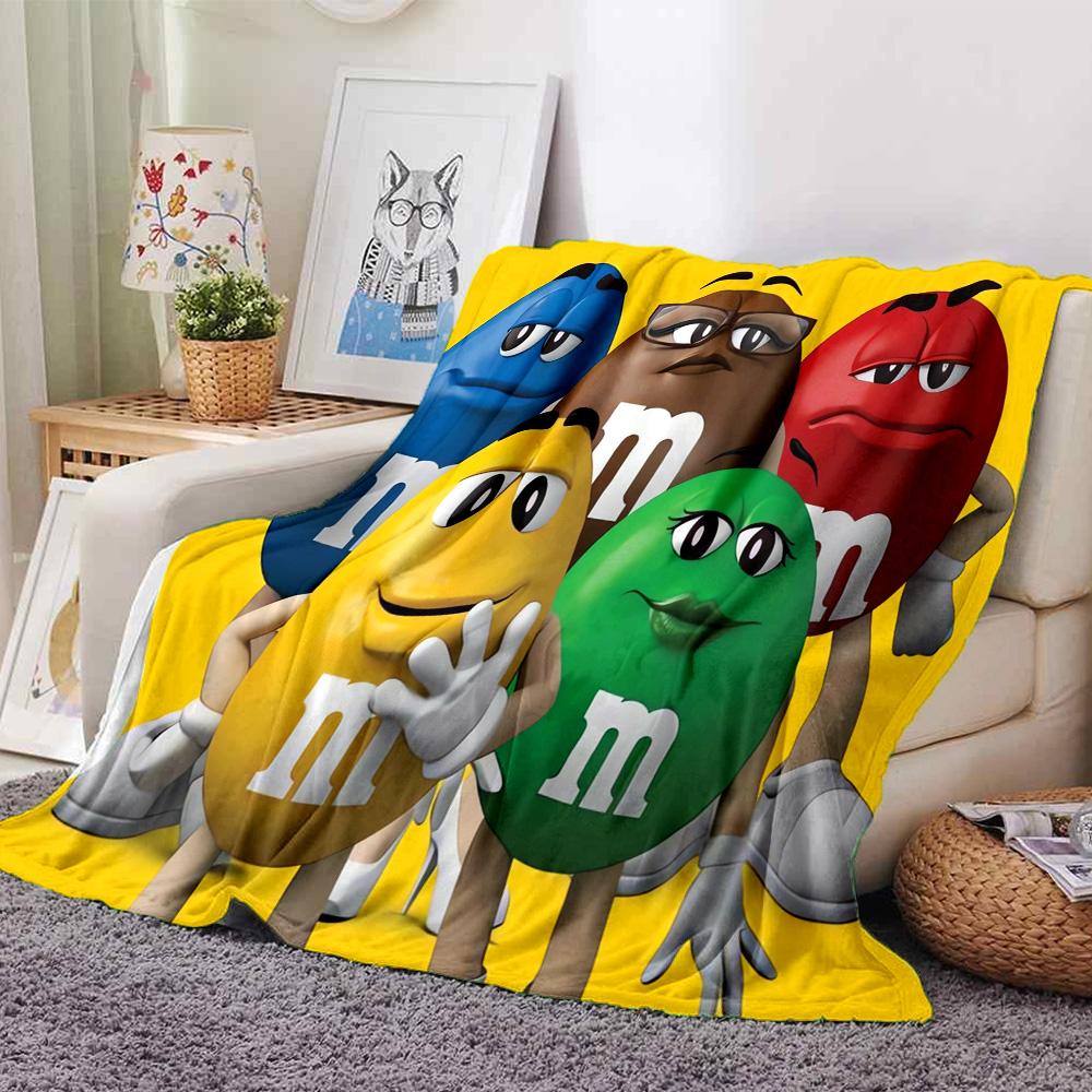 Colorful Mm'S Characters Flannel Blanket Super Soft Warm Cozy Blanket For Sofa Bed Office Travel Allseason Home Decor Gift