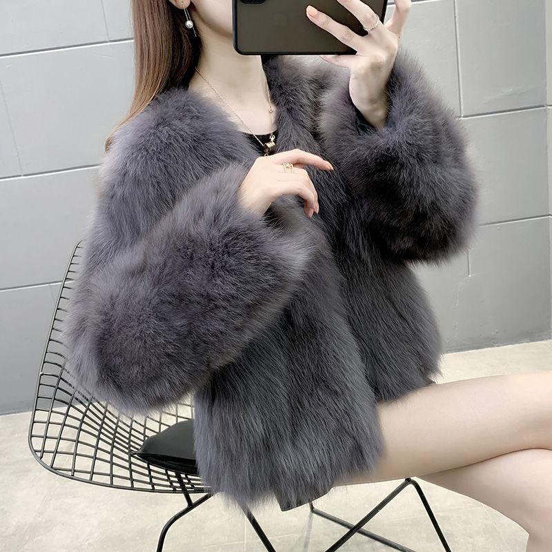 Imitation Fur Coat Women's Autumn and Winter New Imitation Fox Fur Coat Thickened Medium and Long Fur Coat Tide