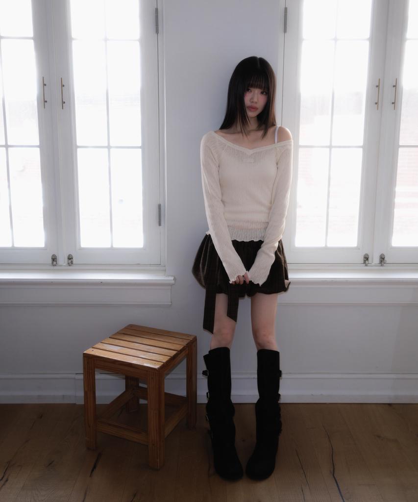 ROSEFRANTZ Balloon Check Belted Miniskirt [Brown]