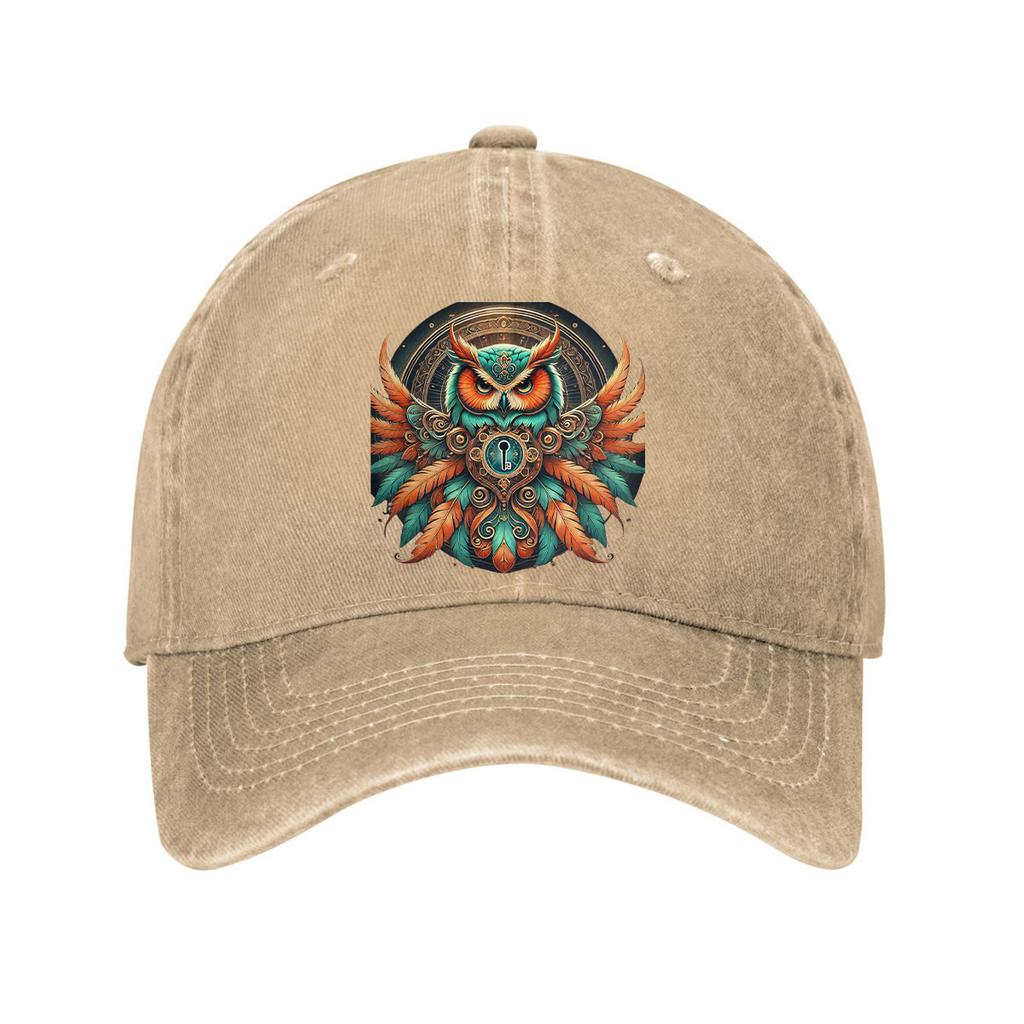 Steampunk Owl Graphic Baseball Cap Adjustable Cotton Washed Dad Hat Casual Outdoor Sun Protection