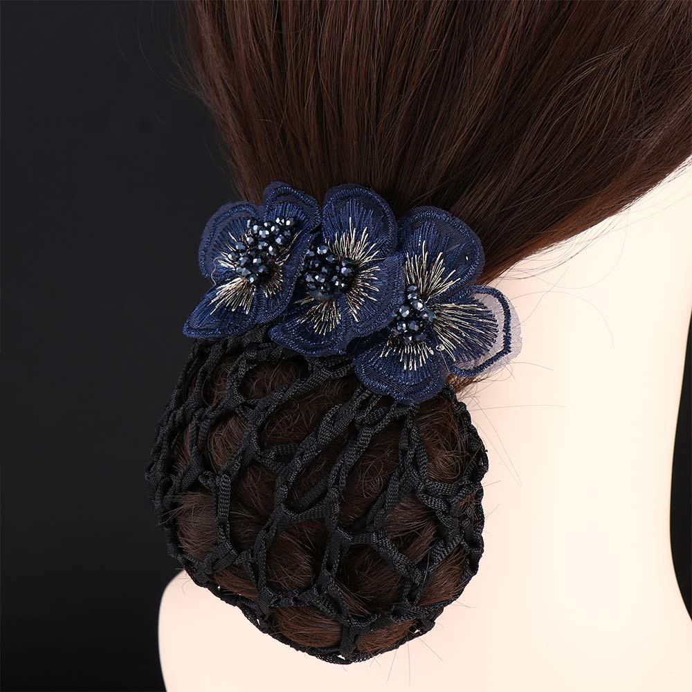 Crochet Flight Attendant Hair Accessories Korean Style Headdress Bow Bun Net Snood Women Hairpin