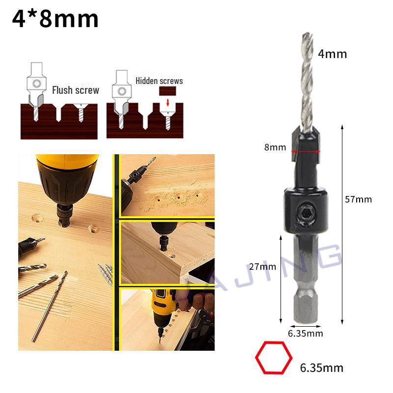 

Сверло потайное с шестигранной ручкой для деревообработки - титановое винтовое сверло с ручкой 6,35 мм для снятия фаски и сверления