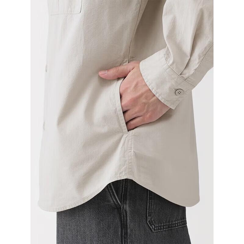 MUJI Men's Washed Broad Fit Long Sleeve Shirt