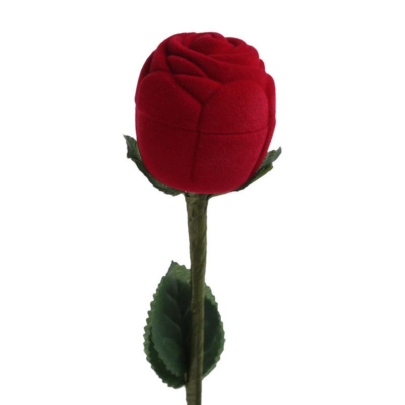 Romantic Red Rose Engagement Wedding Ring Box Earrings Jewelry Gift Box