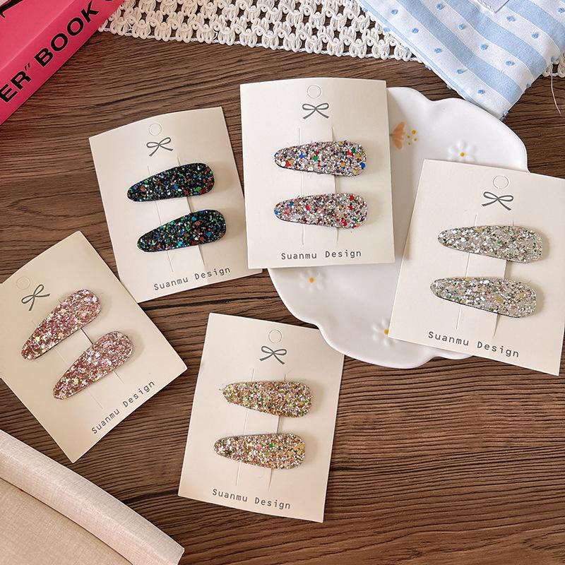 Simple Sequins Children's Water Drop Bangs Bb Clip Girl Side Broken Hair Clip Headwear Girls Kids Hair Accessories