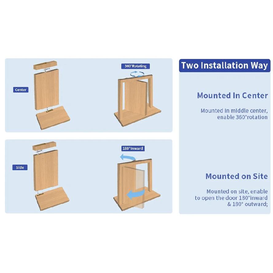 1Set of Stainless Steel Door Pivot Hinges for Wooden Doors, Heavy Duty Hidden Hinges360Degree Heaven and Earth Hinge