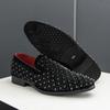 Mocassins à clous et pointes en daim noir Chaussures Homme Smocks Sandales Chaussures Décontractées Homme Fête Robe Appartements Mocassins Zapatillas Hombre