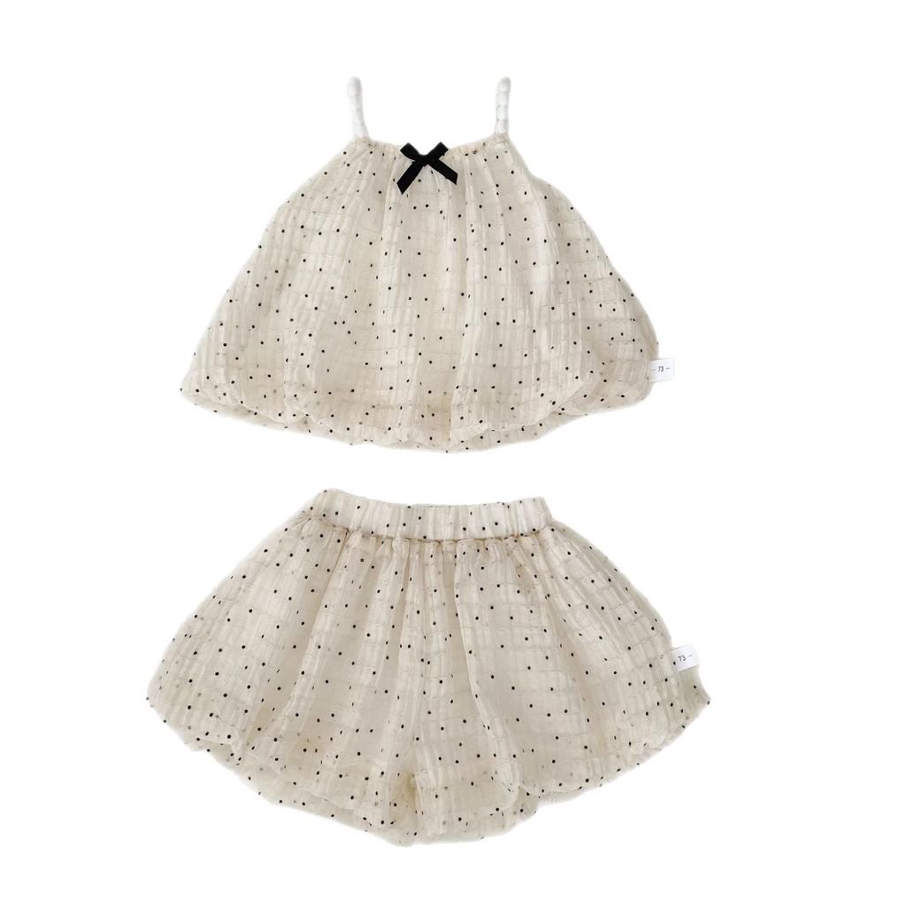 Summer Baby Girl Polka Dot Camisole Bud Top And Shorts Set Sweet Infant 100 Days First Birthday Photo Outfit Two Piece