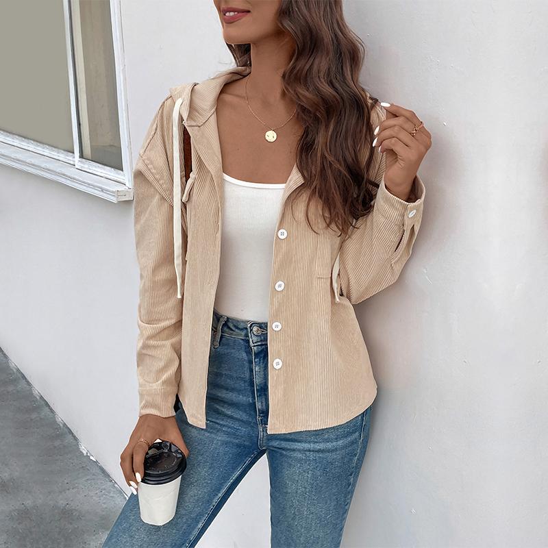 

MIEGOFCE осенне-зимняя вельветовая куртка с капюшоном Ретро кардиган Европейская и американская женская куртка с карманами на шнурке S8911 XL хаки