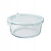 Hermetic round glass container 620 ml for food, salad, lunch, soup