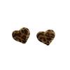 Autumn and winter flocking leopard print love earrings women's retro stud earrings unique temperament earrings