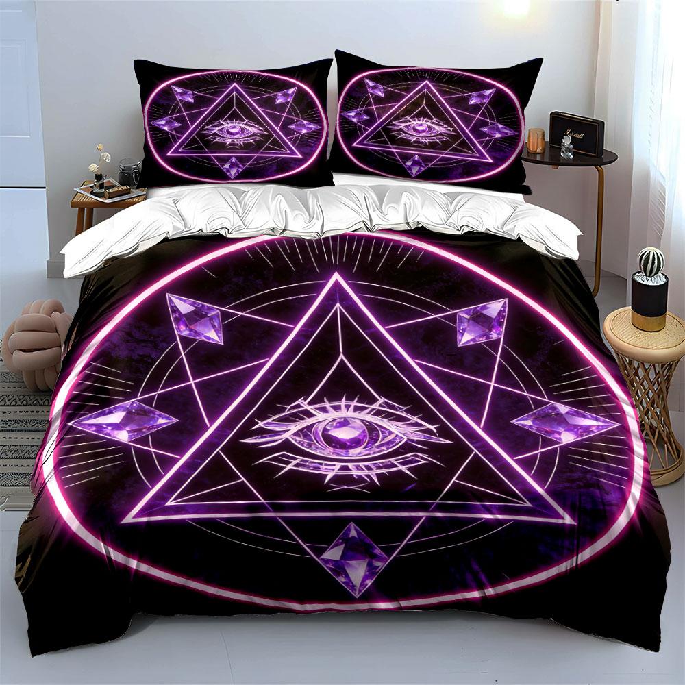 Geometric Mystic Design Set Soft Comfortable Duvet Cover Bedding Set Included 1*Duvet Cover & 2*Pillowcases, Gift