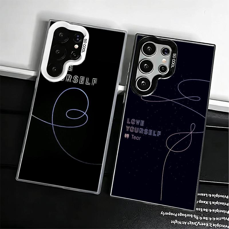 Love Yourself Flower Heart Line Kpop Shockproof Phone Case for Samsung Galaxy S26 Edge S25 Ultra S24 FE S23 Plus S21 Cover Anti