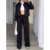 Fashion Cross-Border Women's Clothing Fall and Winter New Arrival Fashion Button Baggy Coat Plaid Easiest for Match Casual Pants Suit Women's Clothing