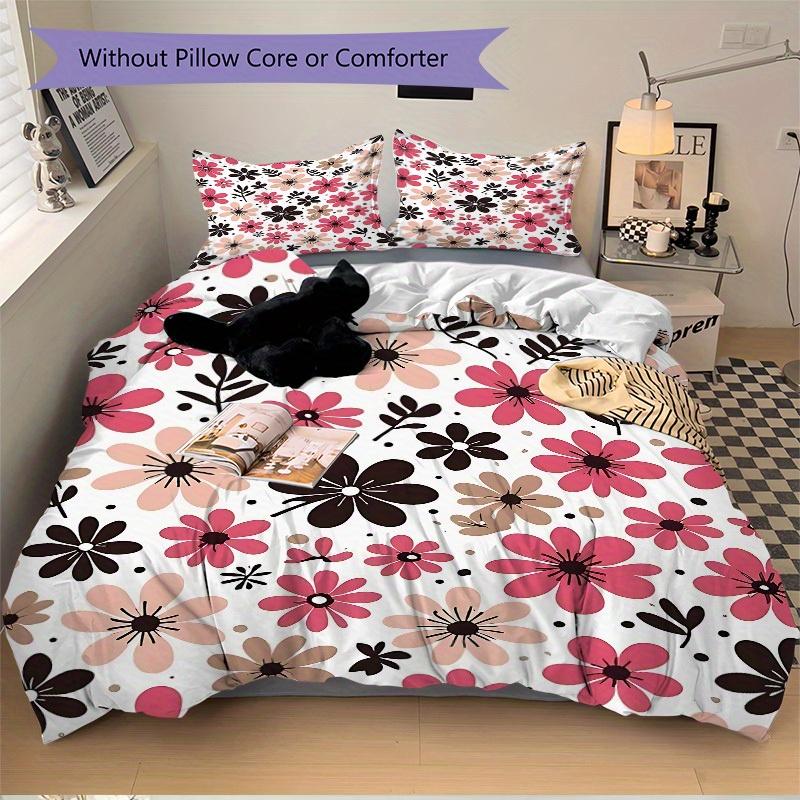 3pcs Floral Pattern Bedding Set, Breathable and Soft, Suitable for Bedroom Decor (1*Duvet Cover + 1/2*Pillowcases, No Core) yy250821146