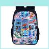 Stitch Backpack For Kids 16in Cartoon Polyester School Bag For Boys And Girls