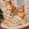 2026 Summer Fashion Women Peep Toe Platform Wedges Comfortable Buckle Strap Plus Size Shoes for Women 36-42 Sandals