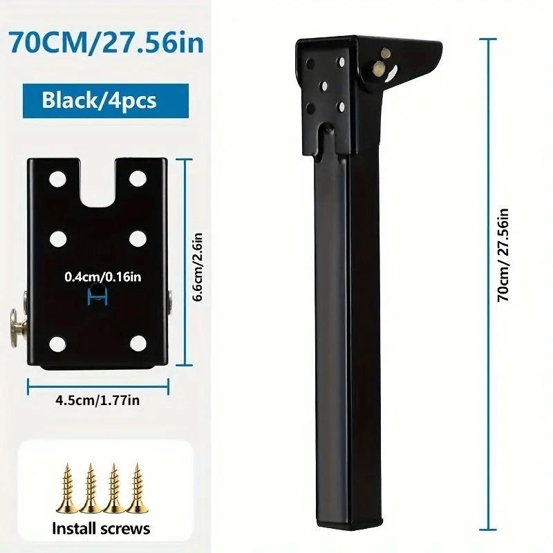 4pcs Folding Table Legs Adjustable 90° Angle Metal Replacement Legs for Sofa Desks and Dressing Tables Includes Mounting Screws