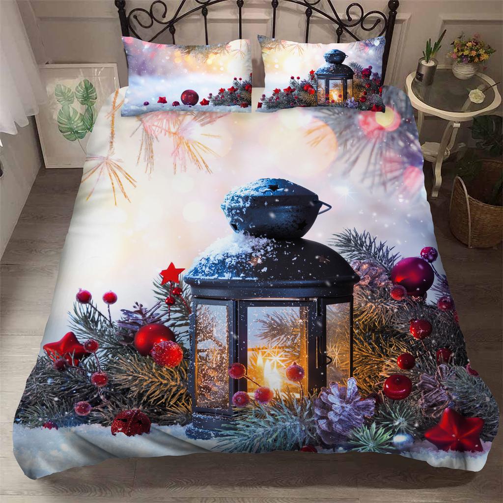 Weihnachtsmann Gedruckter Bettbezug mit Kissenbezug Bettwäscheset Einzel Doppel Twin Full Queen King Size Schlafzimmer Weihnachtsdeko