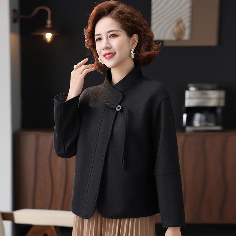 Elegantní oboustranný vlněný kabát pro ženy středního věku - Kolekce jaro a podzim 2025