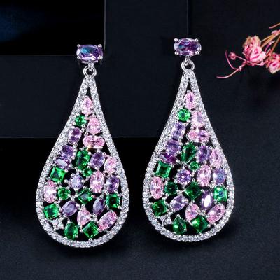 Schmuck Zirkon Farbe Wassertropfen Ohrringe Umweltfreundliche Galvanisierung Frauen