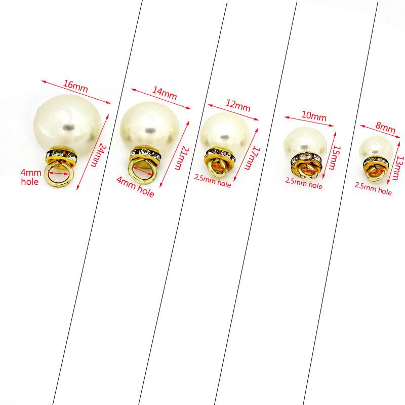 20Pcs 8/10/12/14/16mm Round Imitation Pearl Charm For Jewelry Making Dangle Earrings Pendant DIY Bracelet Accessories Wholesale