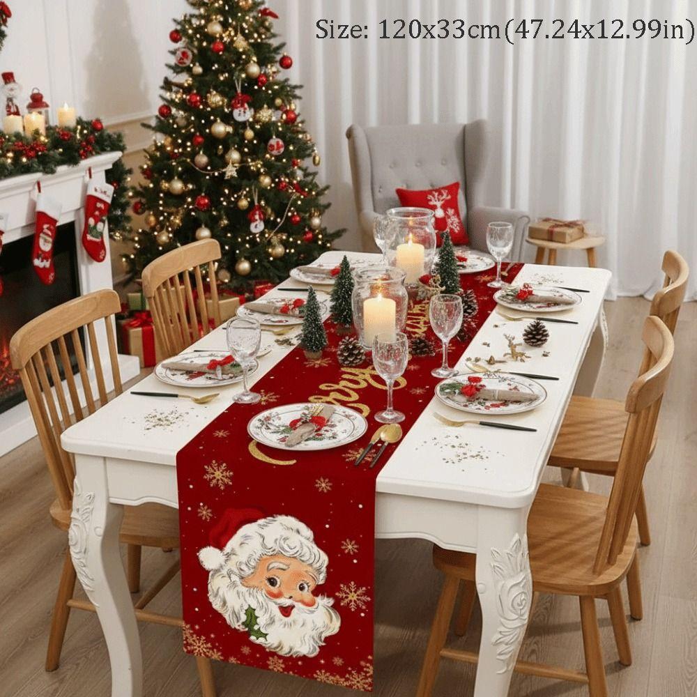 Elch Weihnachts-Tischläufer Weihnachtsmann Weihnachts-Tischdecke Neu Weihnachts-Tischflaggen-Abdeckung Heimdeko