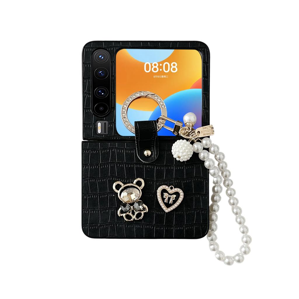 Stylish Huawei PuraX Mobile Phone Case Folding Bear Love Crocodile Rings Wristband Lanyard Case
