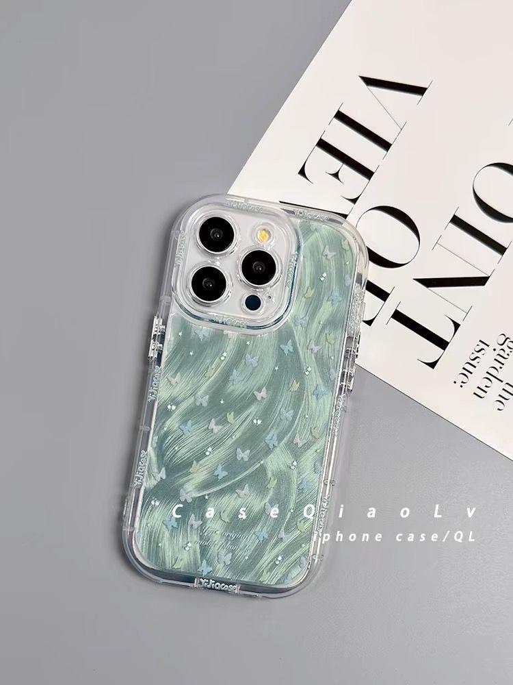 

Чехол для телефона из пряжи Green Butterfly Feather для Huawei nova12/nova11/mate60/mate50/p60/p50/p40 (Для женщин) iPhone 15