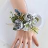 5Pcs Artificial Rose Boutonniere for Wedding Ceremony Anniversary, Dinner Party, Rose Corsages Wristband for Bride Groo