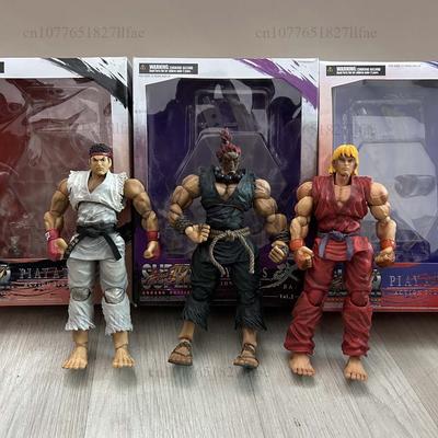 Anime Play Arts Kai Street Fighter Ryu Ken Gouki Akuma Action Figure Model Toys Joint Movable Desktop Ornament Chrsitmas Gift