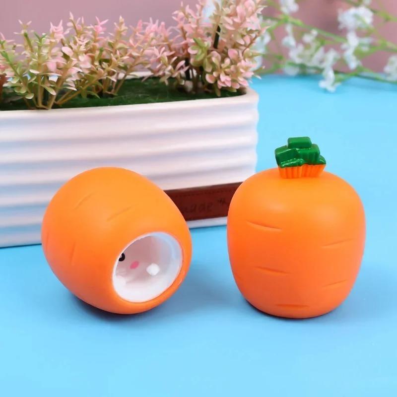 2 Stück Squishy Karotte Hase Quetsch Teleskopspielzeug Kinder Kinder Radieschen Hase Tasse Kneten Musikspielzeug Kreatives Stressabbau Geschenk