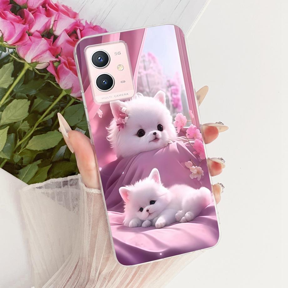For Vivo Y33s Y55s Y55 Y75 Y21 Y21s Y21G Y21E Y21A Phone Case Floral Butterfly Bow Cat Dragon Bumper Soft Clear Silicone Cover