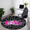 1pc Love LeopardChair Carpet for Office, Indoor Non-Slip Washable Polyester Fiber Carpet, Mat For Office, Machine Washable