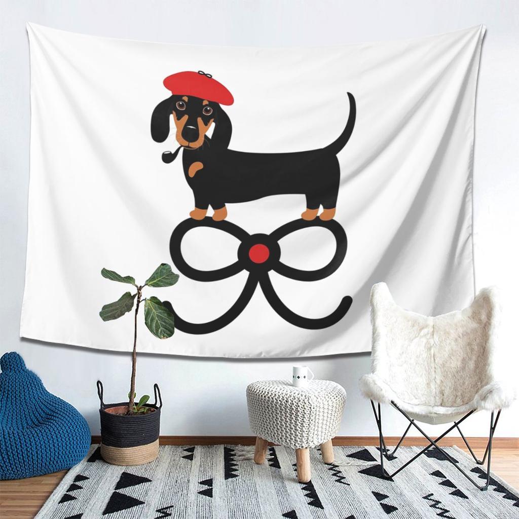 Dachshund Dog Tapestry Wall Hanging Aesthetic Home Decoration Tapestries for Dorm Room