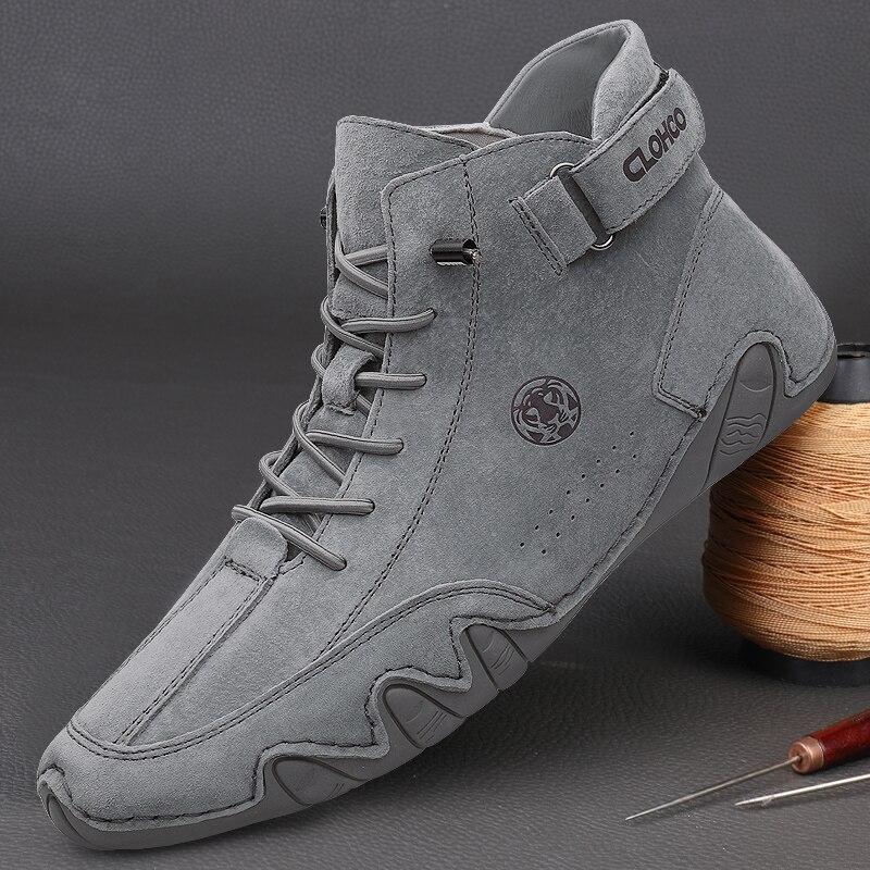 Men's Casual Ankle Boots Lace Up Walking Lightweight Comfortable Sneakers Motorcycle Outdoor Winter Warm Fashion Shoes