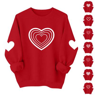 Valentines Sweatshirts For Women Love Heart Graphic Pullover R-neck Long Sleeve Tops Valentine's Day Sweatshirt