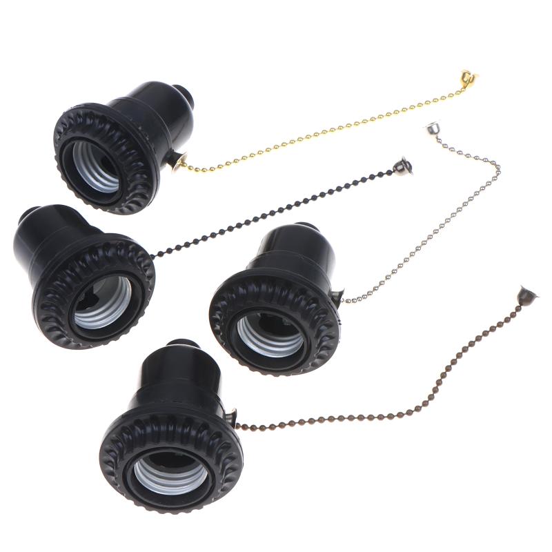 Pull Chain E26 E27 Lamp Socket Adapter Pull Switch Light Bulb Base Tool-Free Install for Home DIY Lighting Projects