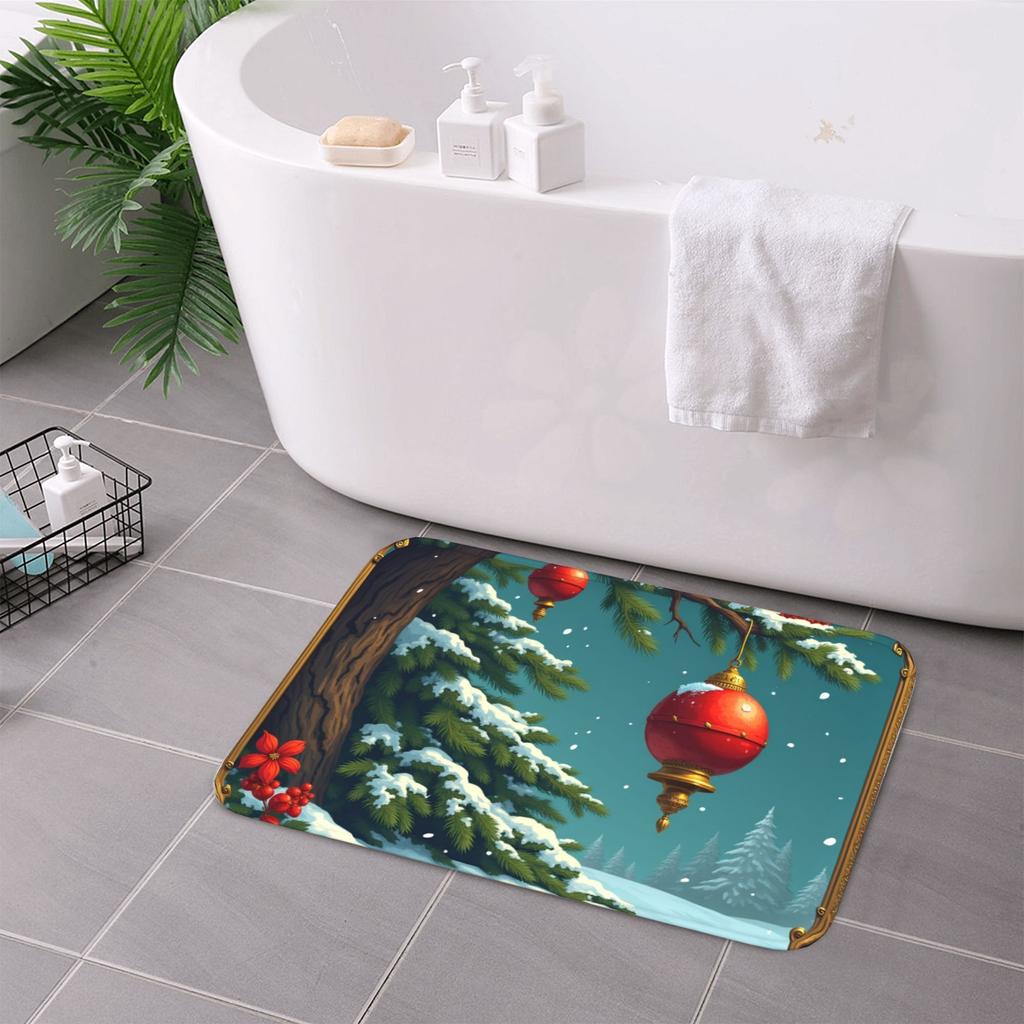 1PC Merry Cheistmas  Kitchen Rug Non-Slip Door Mat Pop design Bathroom Rug Bath Mat Carpet for Home Sink Laundry Decor
